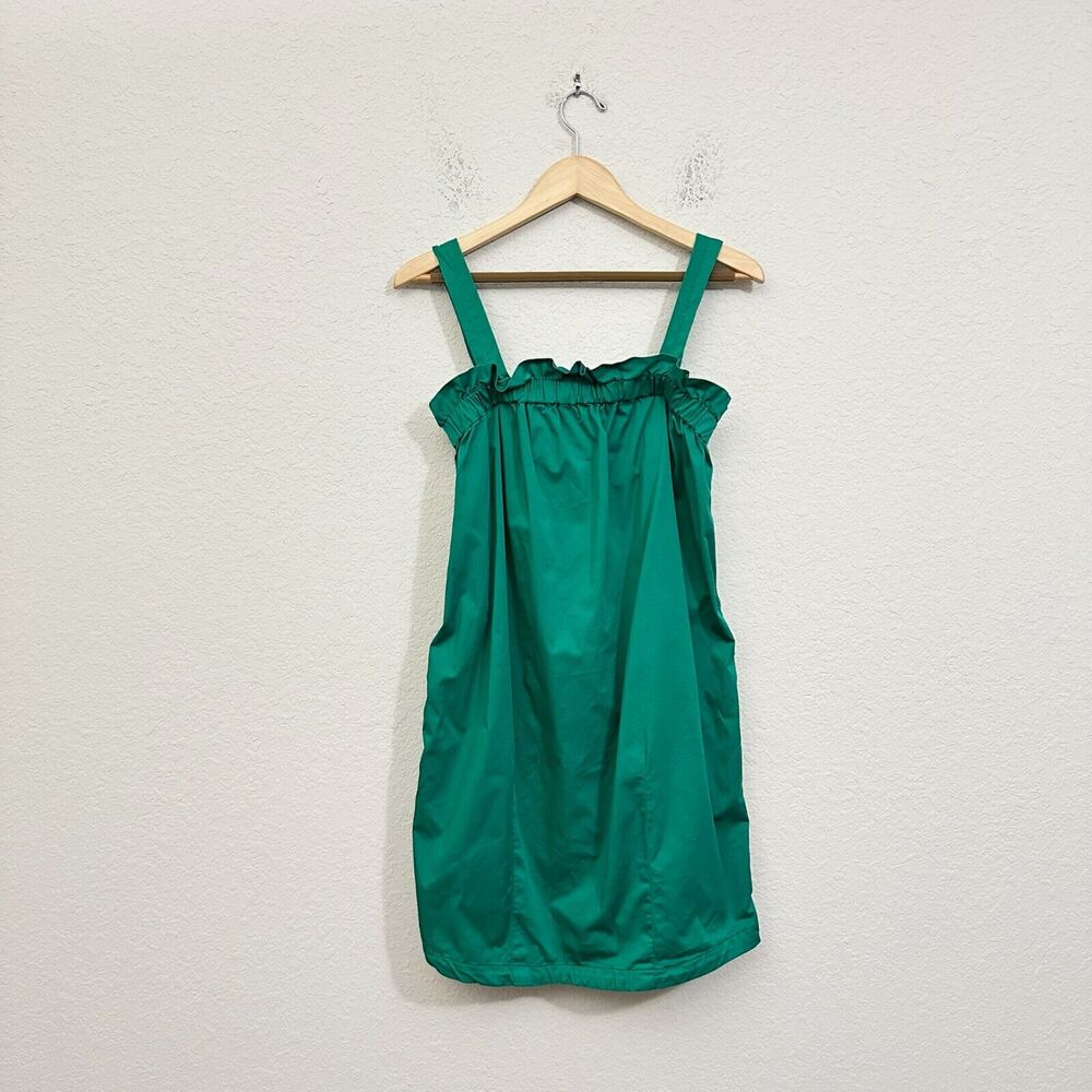 EVERLANE The Paperbag Mini Dress Green Sleeveless Cotton Twill Babydoll